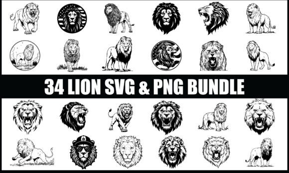 Download Lion SVG PNG Bundle, Wild Animal Clipart - Premium Resources